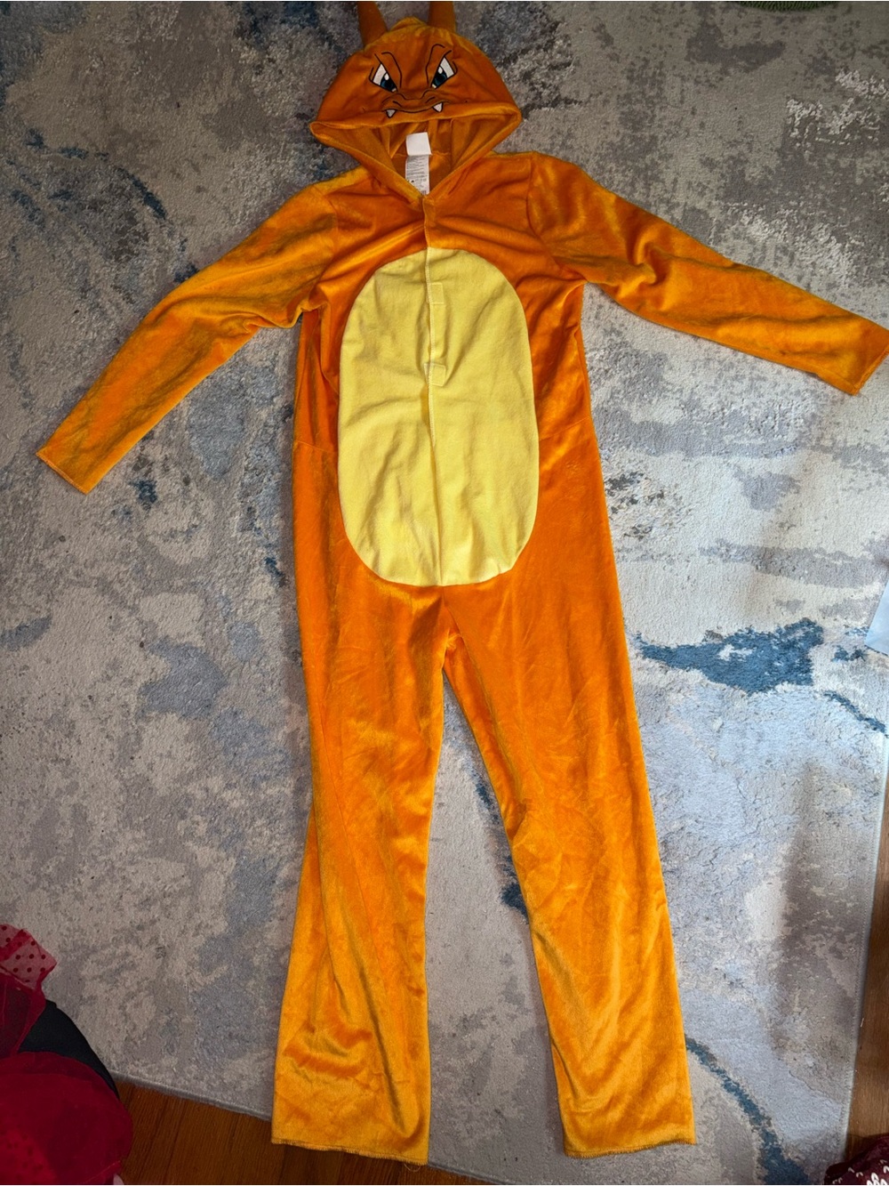 Pokemon Orange and Yellow Hooded Charizard One-Piece Bodysuit